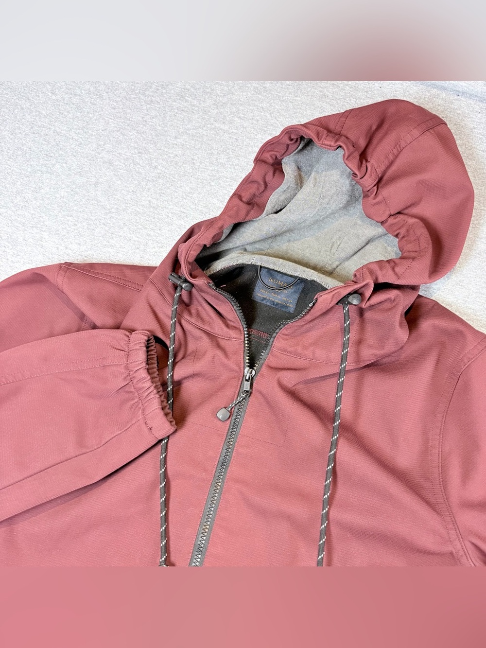 Nomad Mens‎ XL Maroon Burgundy Tech Fleece Lined Hooded Full Zip Jacket Coat